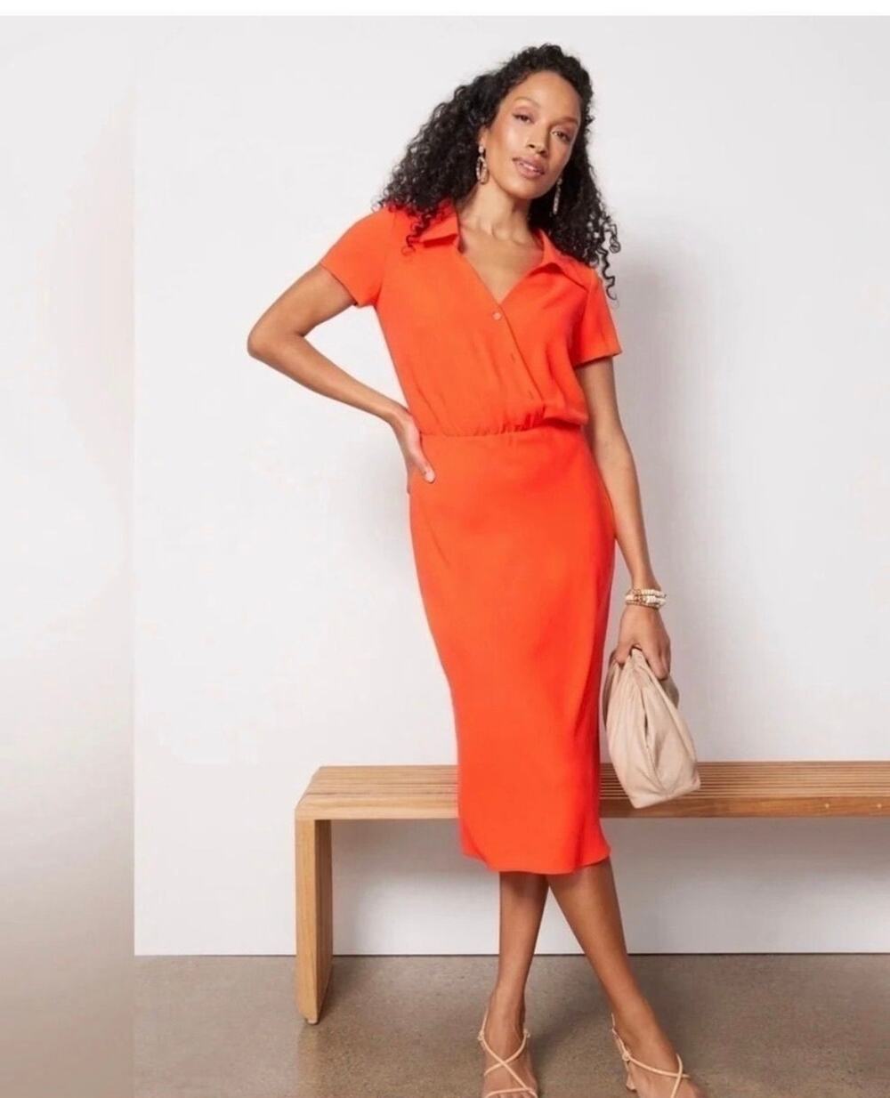 AMANDA UPRICHARD Orange Reya Midi Dress NWT M